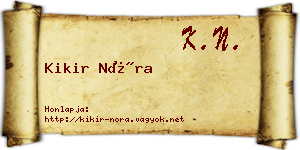 Kikir Nóra névjegykártya